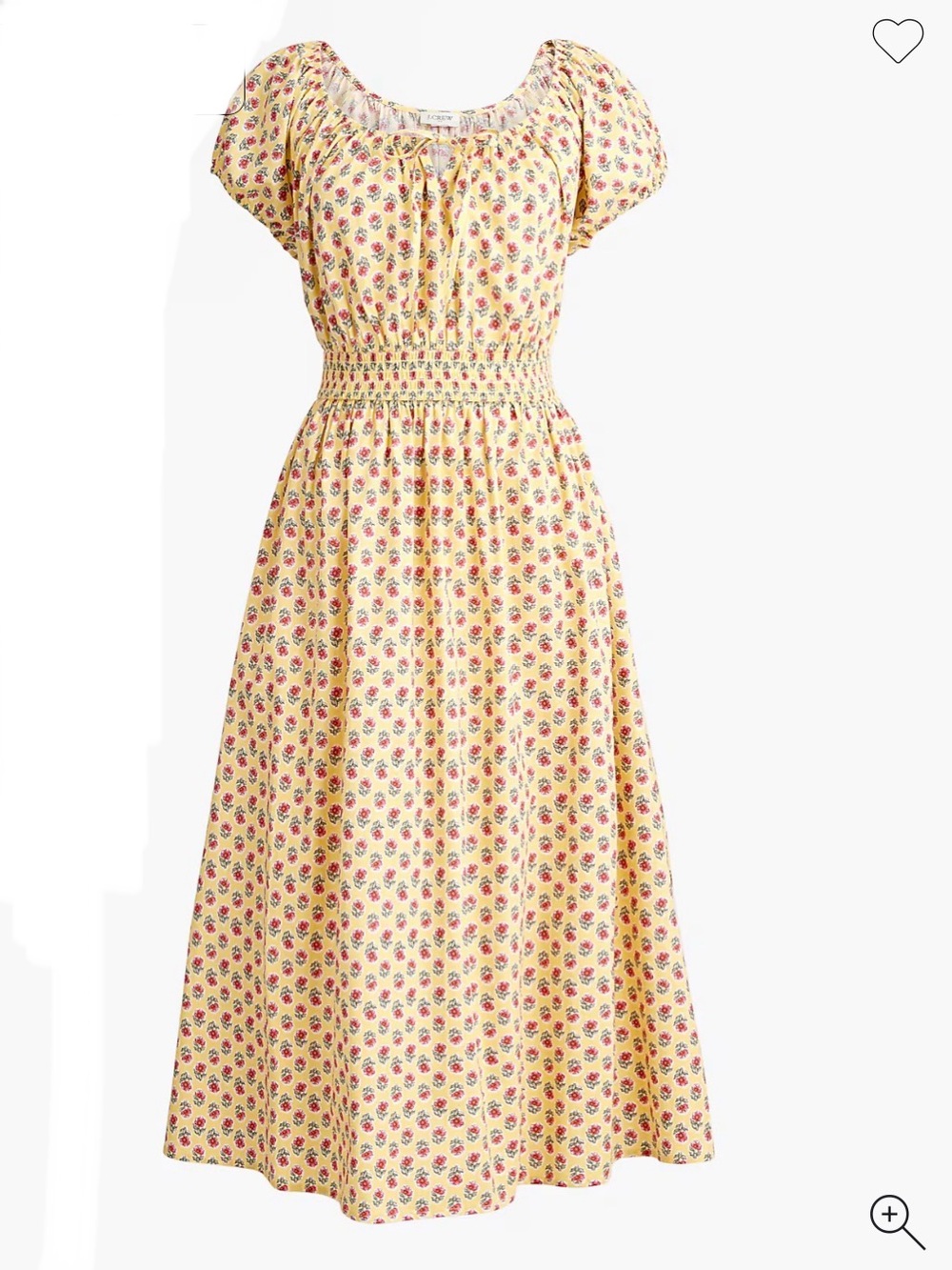 J.Crew Smocked Waist Yellow Floral Midi Dress - Picture 3 of 5